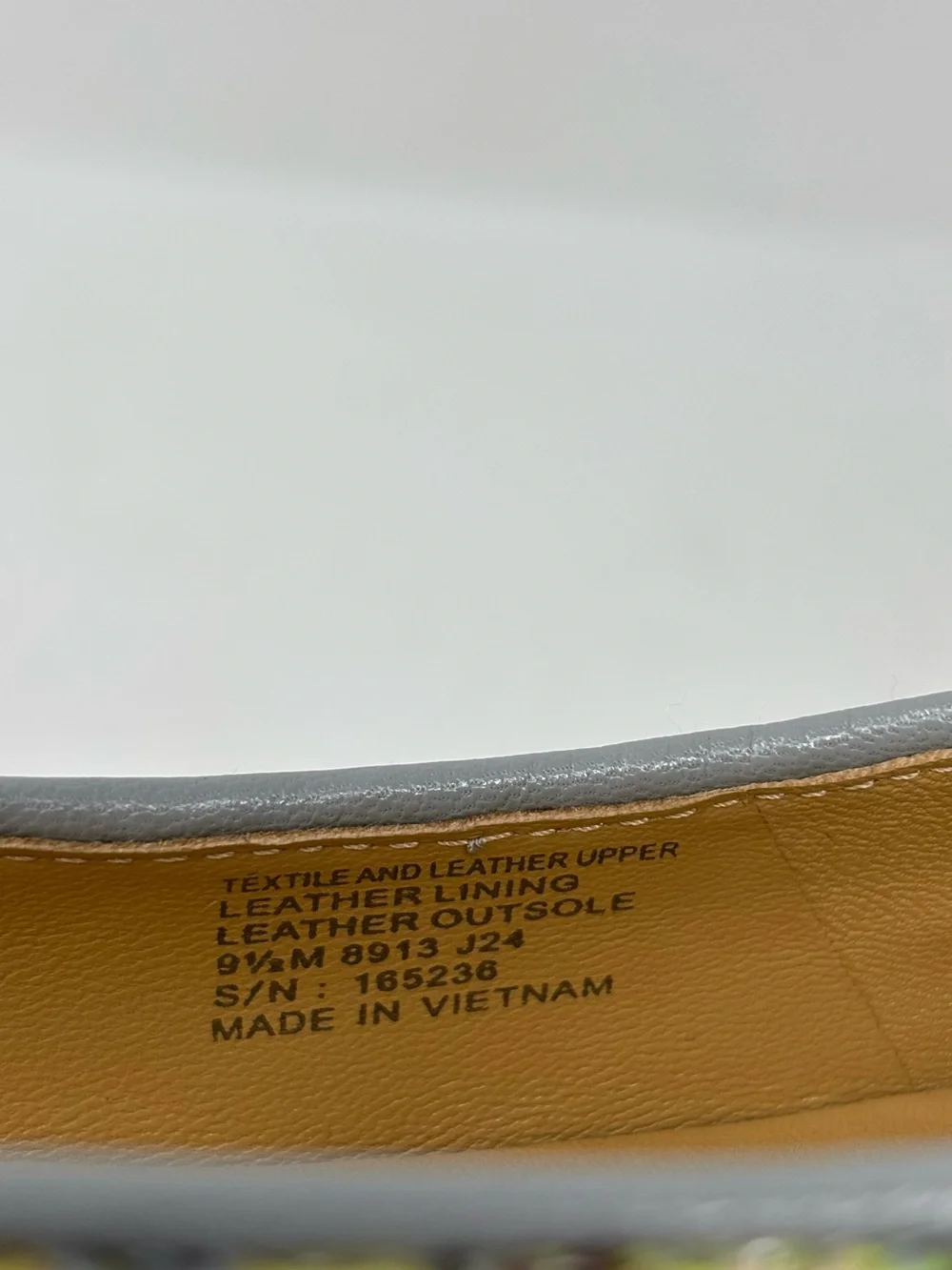 Tory Burch Tweed Ballet Flats Gray Yellow Leather Cap Toe Bow Size 9.5